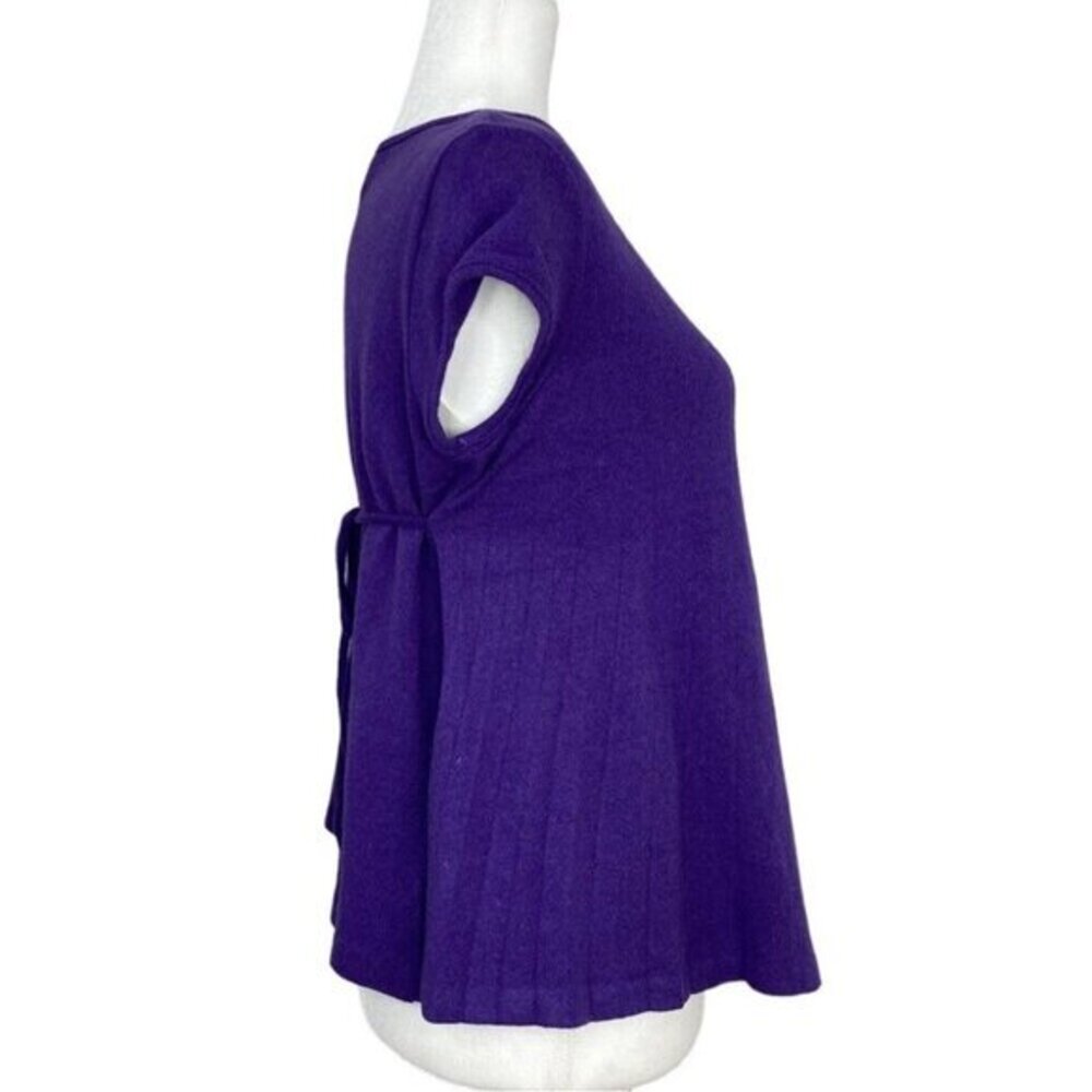 Fendi Roma Purple Wool Angora Blend Short Sleeve Knit Top IT 44 FR 40 - Picture 3 of 15